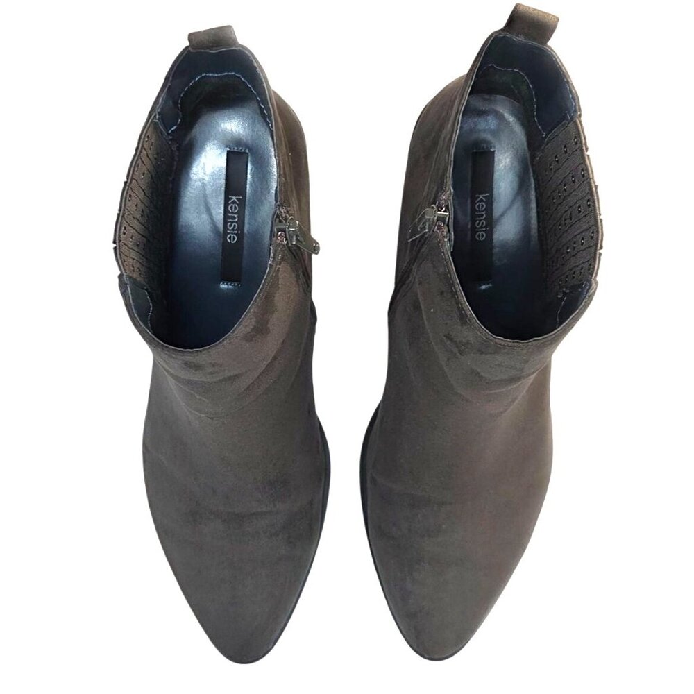 Kensie Taupe Anthony Faux Suede Block Heel Studded Ankle Booties Size 8.5M - Picture 5 of 9